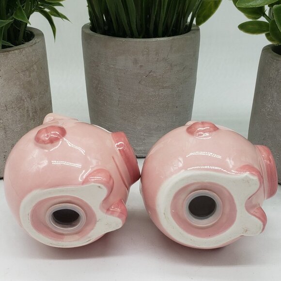 Pink Ceramic Glazed Pig Salt & Pepper Set with Stoppers - Picture 2 of 7